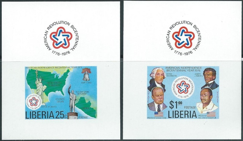 Liberia 1976 American Bicentennial Deluxe Sheetlet Set Liberia 1976 American Bicentennial Deluxe Sheetlet Set