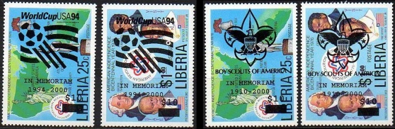 Liberia 1976 American Bicentennial Stamps with Unauthorized Overprints Liberia 1976 American Bicentennial Stamps with Unauthorized Overprints
