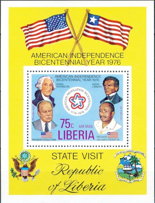 Liberia 1976 American Bicentennial Souvenir Sheet Liberia 1976 American Bicentennial Souvenir Sheet
