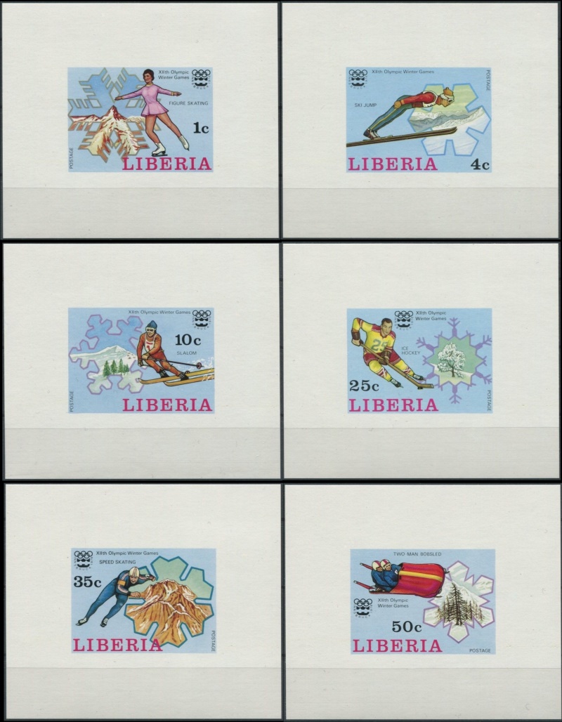 Liberia 1976 12th Winter Olympic Games, Australia Deluxe Sheetlet Set Liberia 1976 12th Winter Olympic Games, Australia Deluxe Sheetlet Set