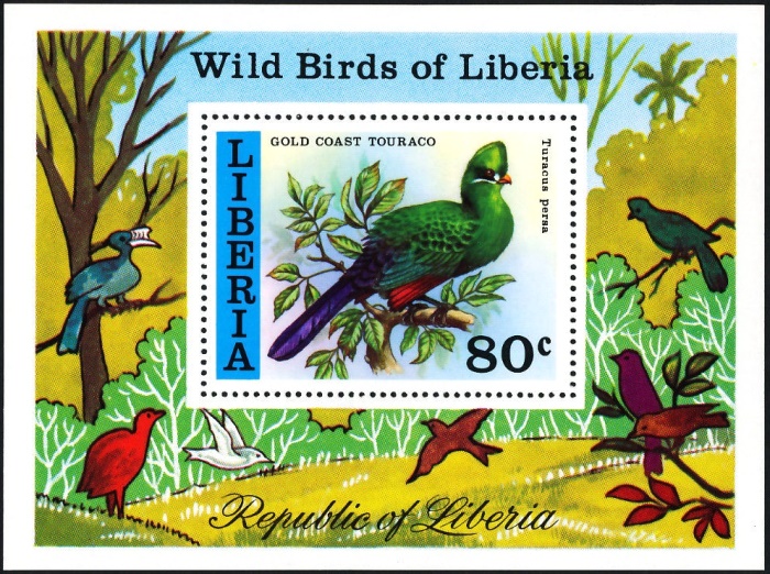 Liberia 1977 Birds of Liberia Souvenir Sheet Liberia 1977 Birds of Liberia Souvenir Sheet