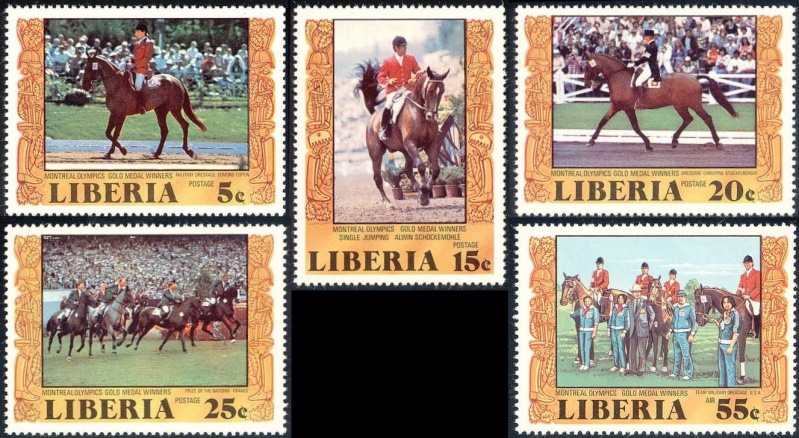 Liberia 1977 Olympic Games Equestrian Gold Medal Winners Stamps Liberia 1977 Olympic Games Equestrian Gold Medal Winners Stamps