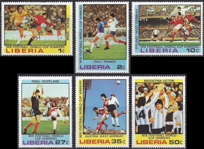 Liberia 1978 11th World Cup Soccer Championship Winners Stamps Liberia 1978 11th World Cup Soccer Championship Winners Stamps