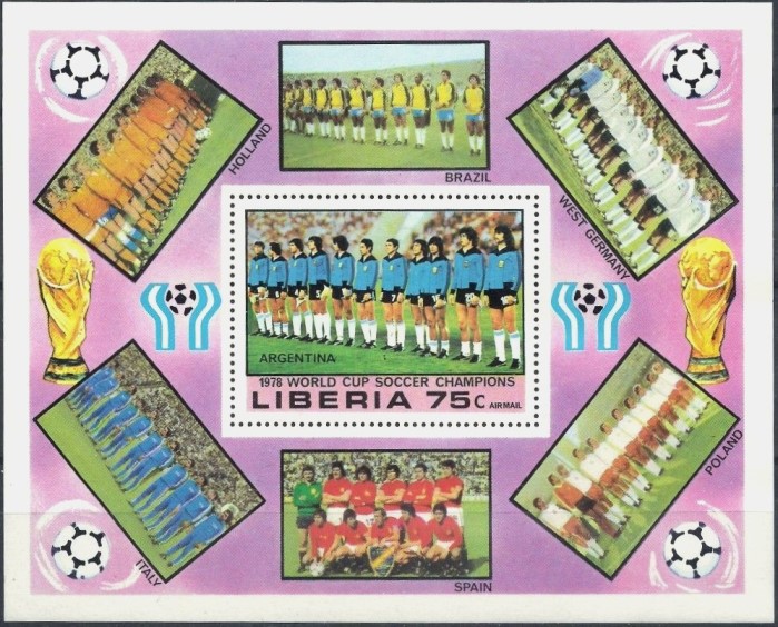 Liberia 1978 11th World Cup Soccer Championship Winners Souvenir Sheet Liberia 1978 11th World Cup Soccer Championship Winners Souvenir Sheet
