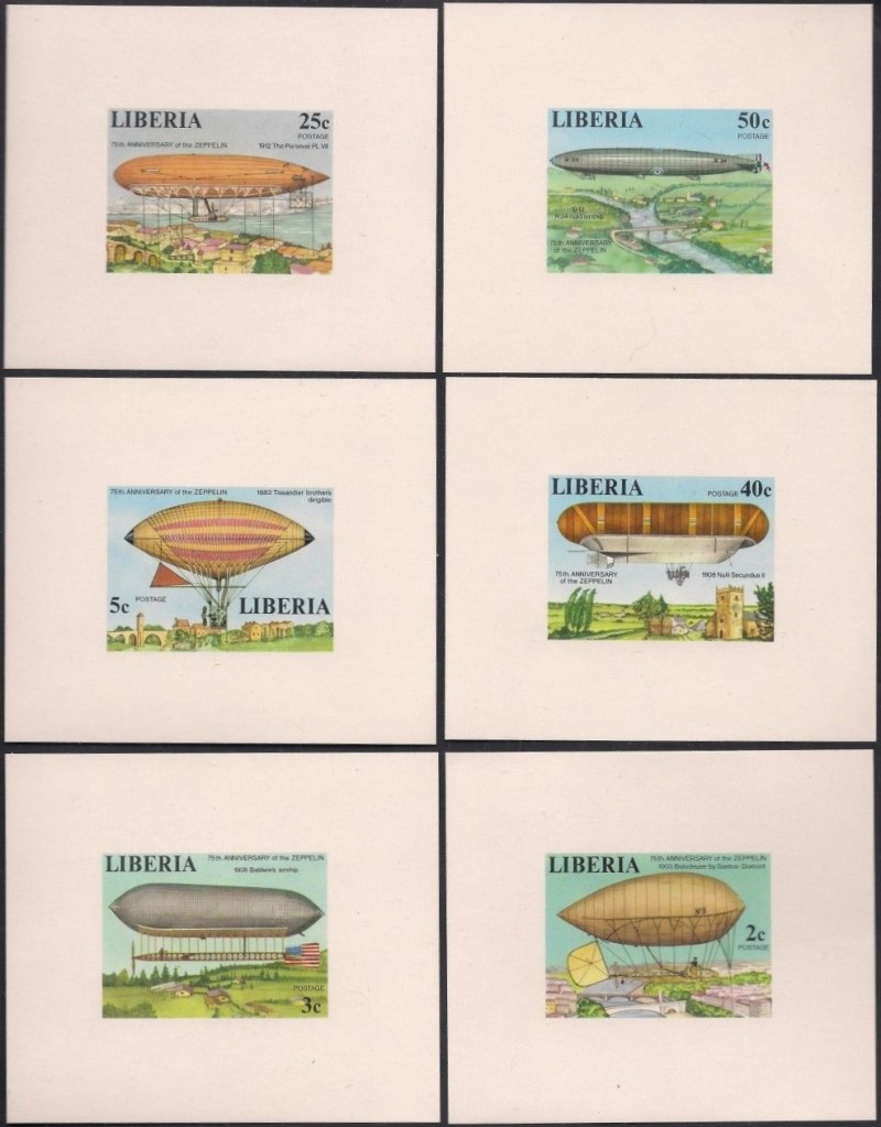 Liberia 1978 75th Anniversary of the Zeppelin Deluxe Sheetlet Set Liberia 1978 75th Anniversary of the Zeppelin Deluxe Sheetlet Set