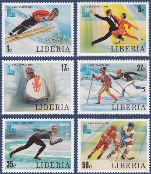 Liberia 1980 13th Winter Olympic Games, Lake Placid Stamps Liberia 1980 13th Winter Olympic Games, Lake Placid Stamps