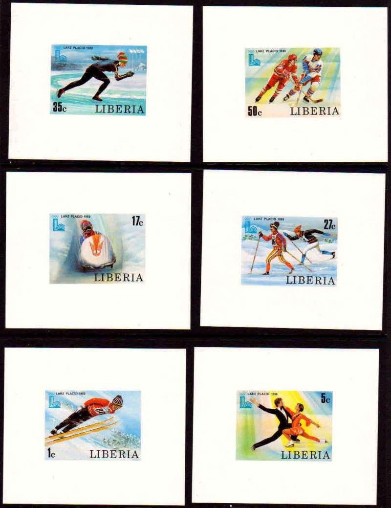 Liberia 1980 13th Winter Olympic Games, Lake Placid Deluxe Sheetlet Set Liberia 1980 13th Winter Olympic Games, Lake Placid Deluxe Sheetlet Set