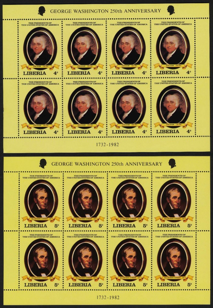 Liberia 1981 Presidents of the United States Example of Sheetlets of 8