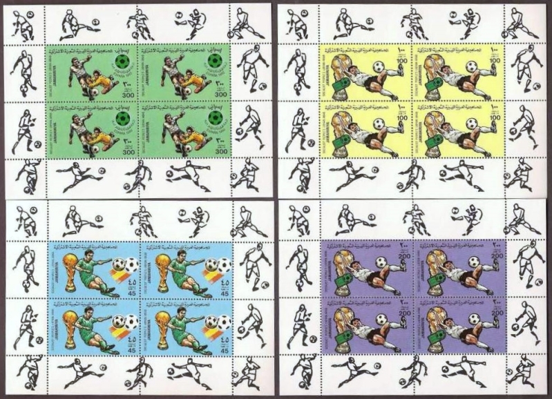 Libya 1982 World Cup Soccer Championships Sheetlets of 4 Set