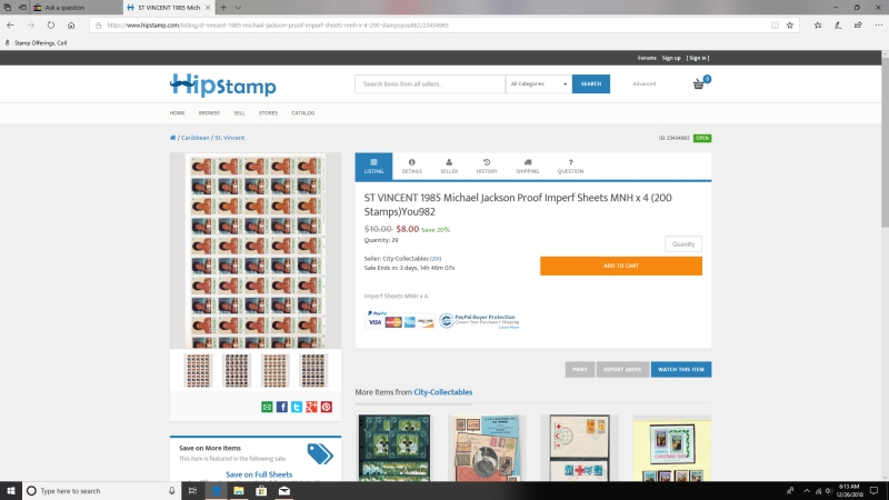 Fake 1985 Michael Jackson Sheets Being Sold by city-collectables on Hipstamps