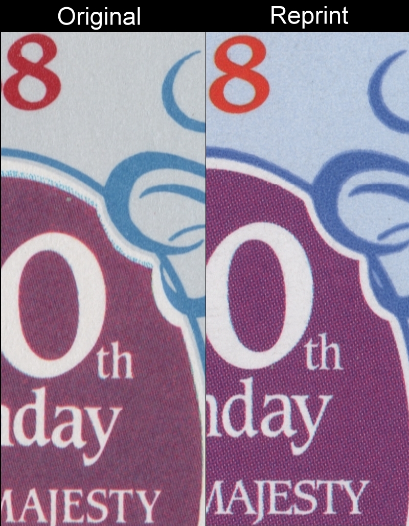 1986 60th Birthday of Queen Elizabeth Fake with Original Souvenir Sheet Plaque Screen and Color Comparison