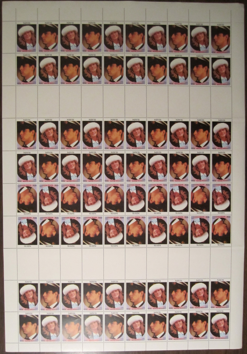 Nevis 1986 Royal Wedding Genuine Uncut Press Sheet
