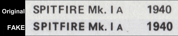 1986 50th Anniversary of the Spitfire Fake with Original Font Comparison
