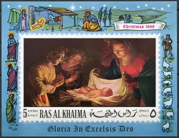 Ras al Khaima 1968 Christmas Souvenir Sheet Ras al Khaima 1968 Christmas Souvenir Sheet