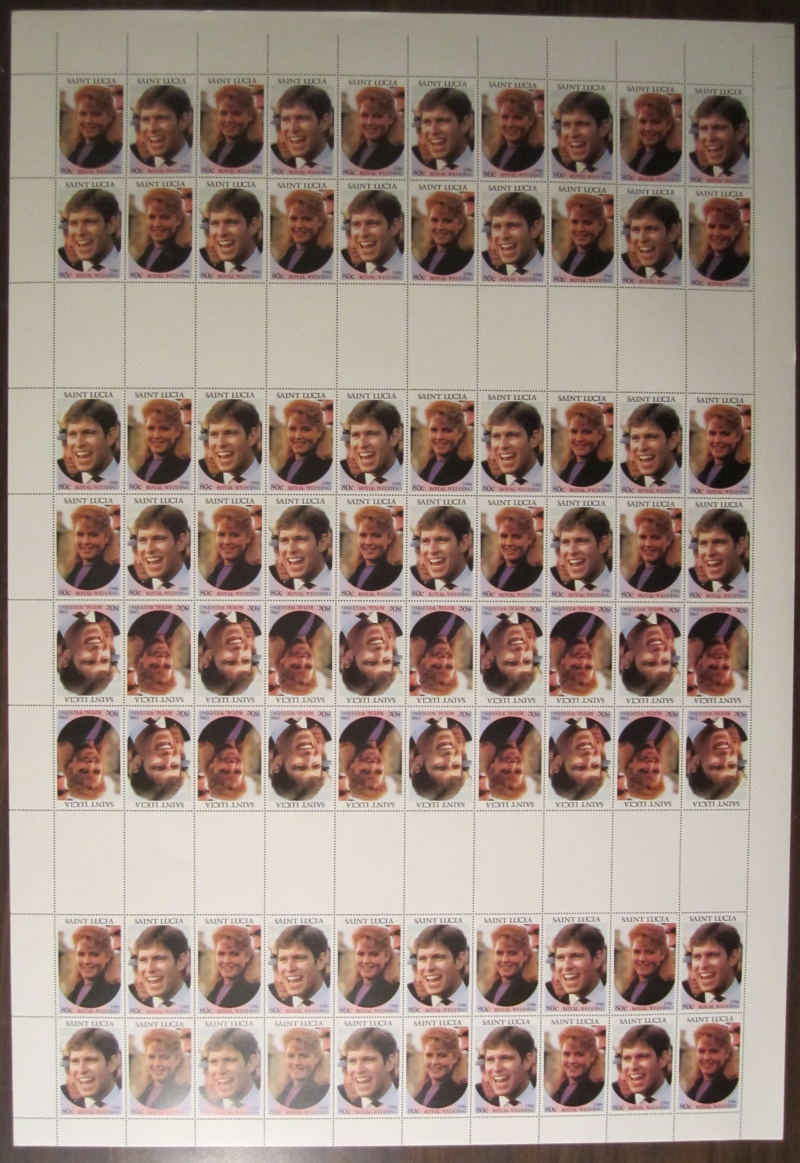 Saint Lucia 1986 Royal Wedding Genuine Uncut Press Sheet