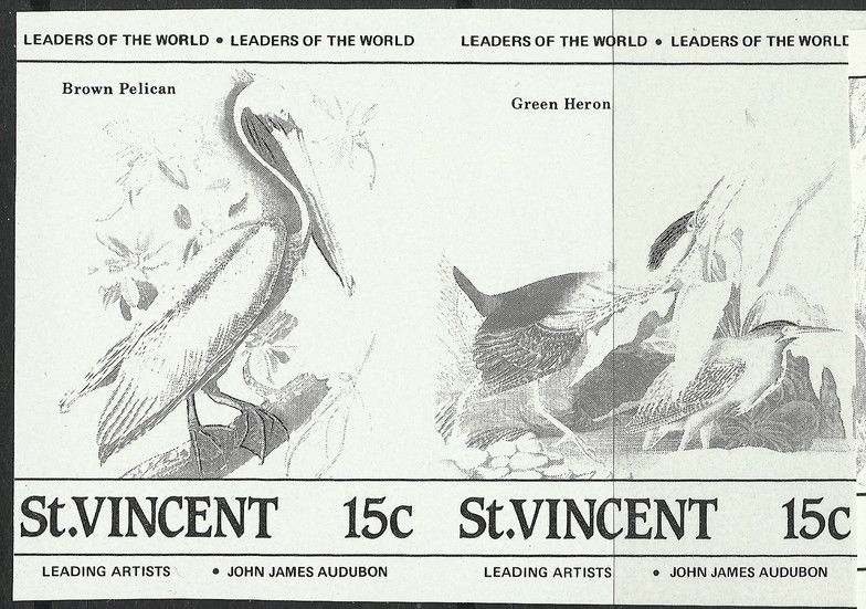 Saint Vincent 1985 Audubon Birds Genuine Black Color Proof