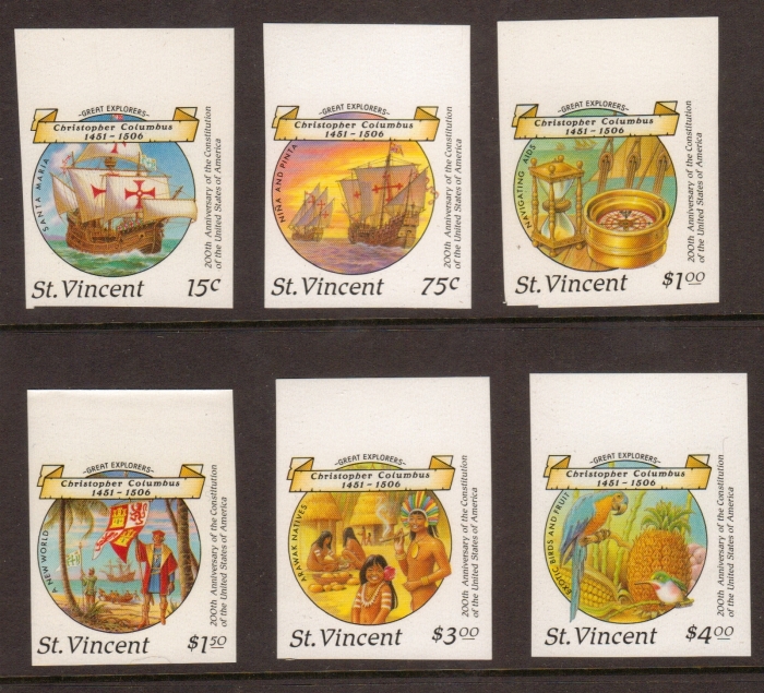 1988 Discovery of America Imperforate Proof Stamp Set