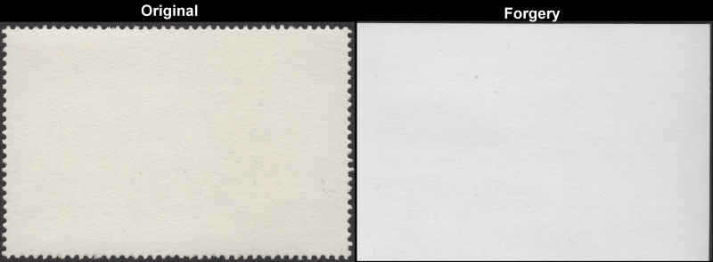 Bequia 1986 Railroad Engineers and Locomotives Fake with Original Gum Comparison