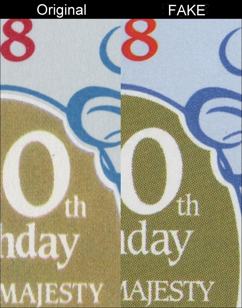 1986 60th Birthday of Queen Elizabeth Fake with Original Souvenir Sheet Plaque Screen and Color Comparison