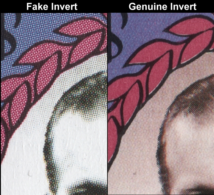 1987 Royal Ruby Wedding Invert Frame Forgery Compared with Genuine Inverted Frame Stamp