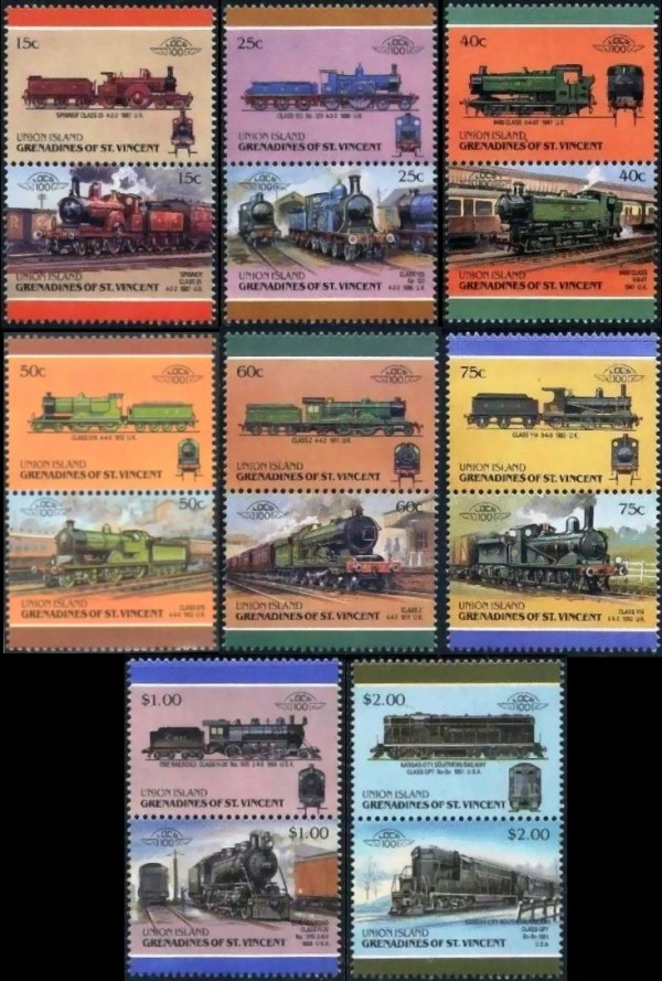 1987 Leaders of the World 6th Series Locomotives Stamps 1987 Leaders of the World 6th Series Locomotives Stamps