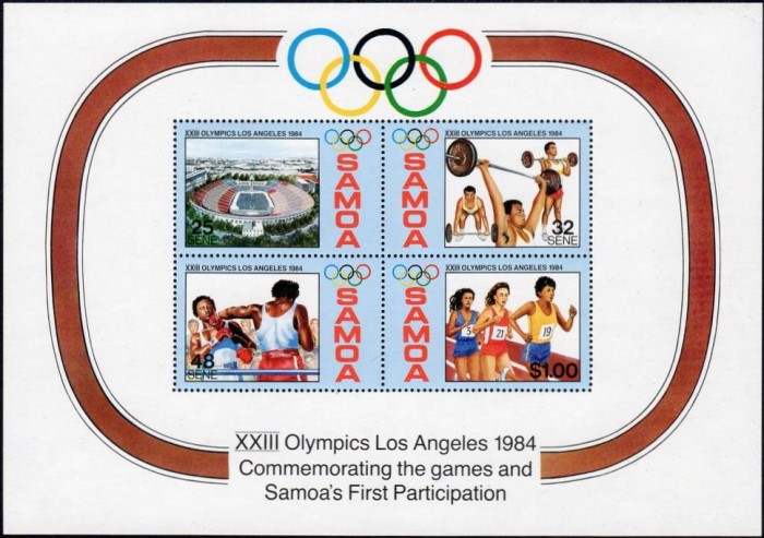1984 Summer Olympic Games, Los Angeles Souvenir Sheet 1984 Summer Olympic Games, Los Angeles Souvenir Sheet