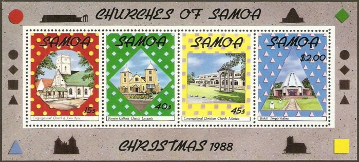 1988 Christmas, Samoan Churches Souvenir Sheet 1988 Christmas, Samoan Churches Souvenir Sheet