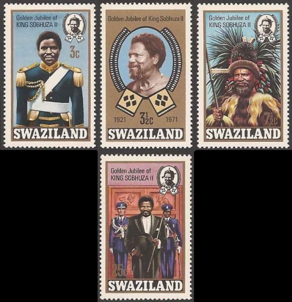 1971 Golden Jubilee of Accession of King Sobhuza II Stamps 1971 Golden Jubilee of Accession of King Sobhuza II Stamps