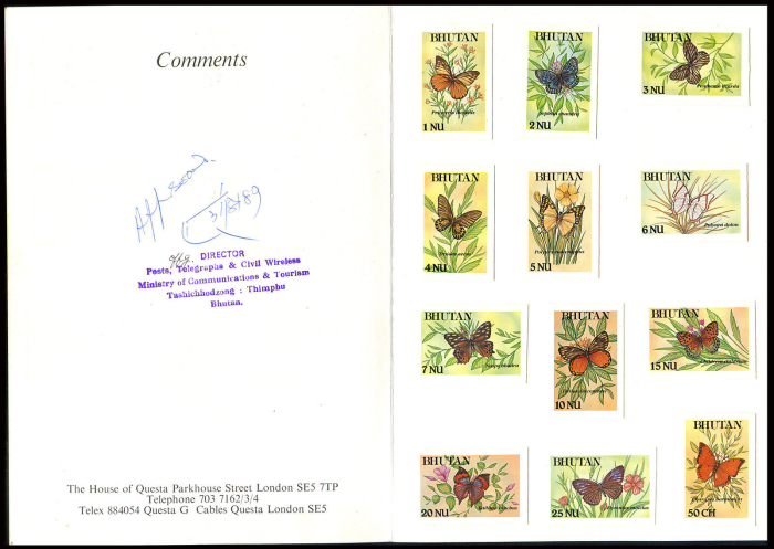 1990 Example of Proof Presentation Folder Showing Address of The House of Questa Stamp Printers 1990 Example of Proof Presentation Folder Showing Address of The House of Questa Stamp Printers