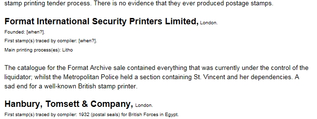 Snapshot of Stampprinters.info reference for the Format International Security Printers Snapshot of Stampprinters.info reference for the Format International Security Printers