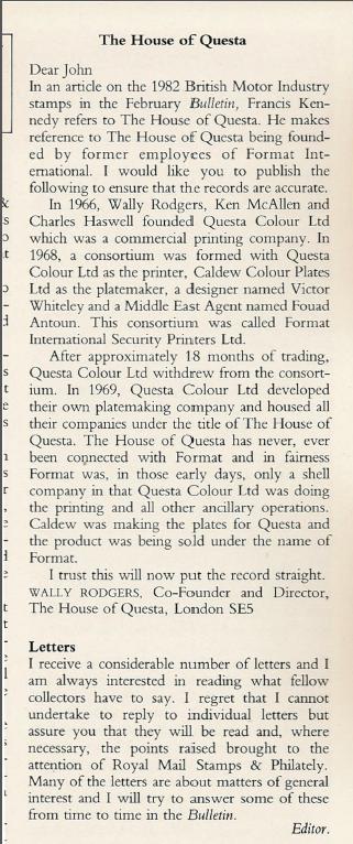 Walter Rogers Explaination of the history of The House of Questa Walter Rogers Explaination of the history of The House of Questa