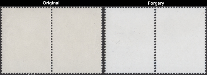 Tuvalu 1985 Audubon Birds Forgery and Original Gum Comparison of Full Stamp