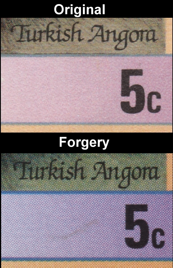 Tuvalu Nanumea 1985 Cats Fake with Original Comparison of the Fonts