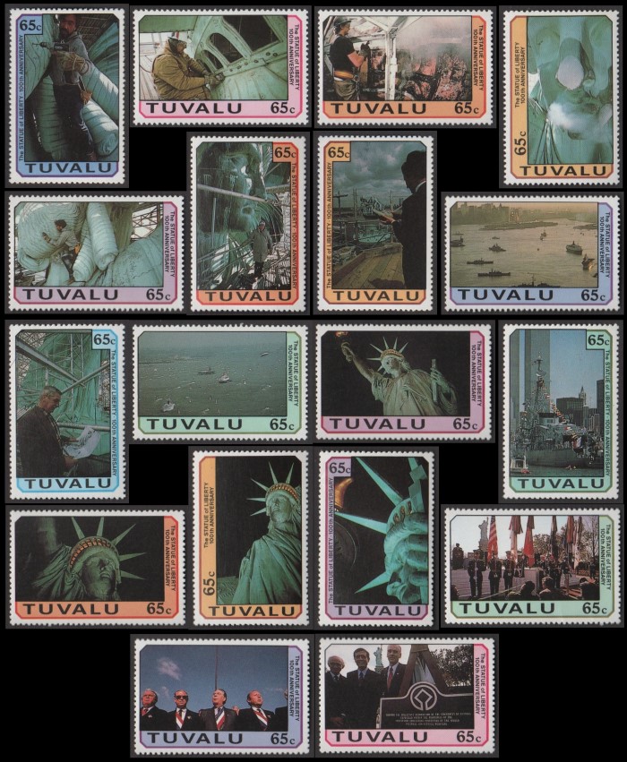 The Tuvalu 1987 Unissued Statue of Liberty Stamp Set The Tuvalu 1987 Unissued Statue of Liberty Stamp Set