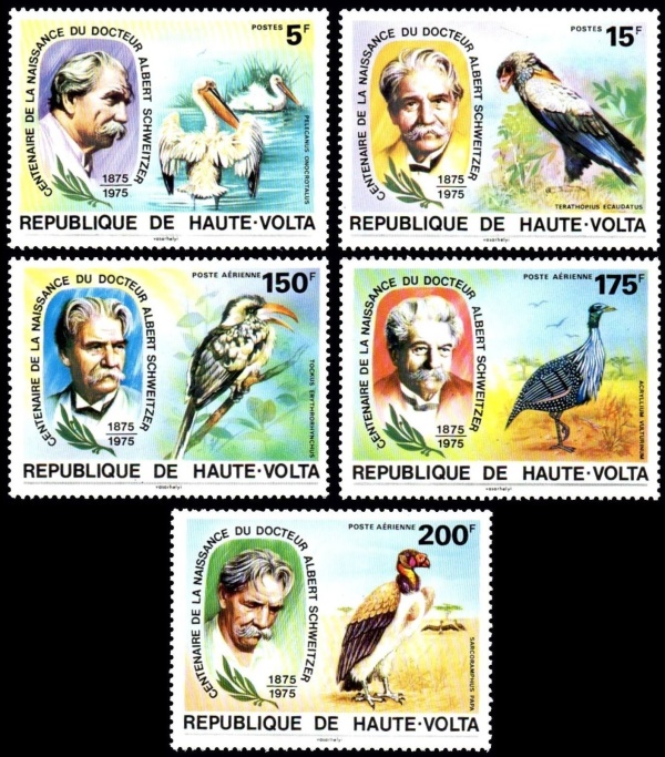 Upper Volta 1975 Birth Centenary of Albert Schweitzer Stamps Upper Volta 1975 Birth Centenary of Albert Schweitzer Stamps
