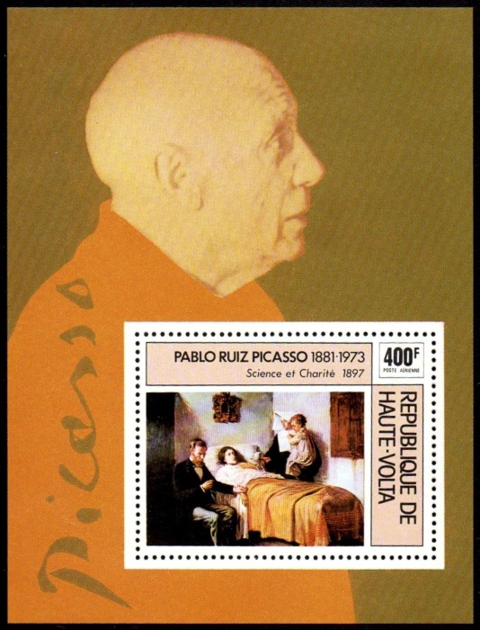 Upper Volta 1975 Paintings by Pablo Picasso Souvenir Sheet Upper Volta 1975 Paintings by Pablo Picasso Souvenir Sheet