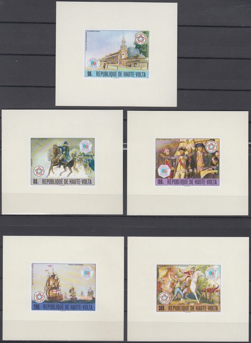 Congo 1976 American Bicentennial (3rd issue) INTERPHIL Deluxe Sheetlet Set with Light Tan Background Congo 1976 American Bicentennial (3rd issue) INTERPHIL Deluxe Sheetlet Set with Light Tan Background