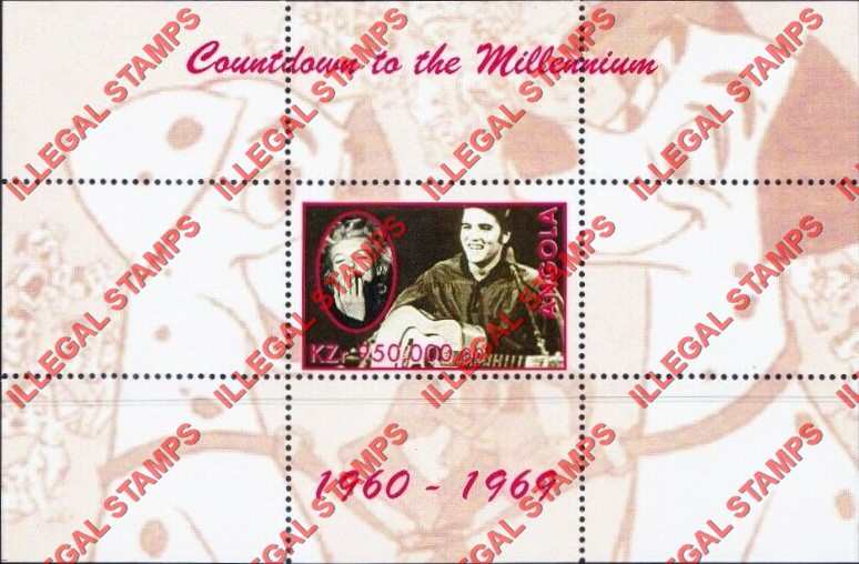 Angola 1999 Countdown to the Millenium 1960-1969 Illegal Stamp Souvenir Sheet of 1 Angola 1999 Countdown to the Millenium 1960-1969 Illegal Stamp Souvenir Sheet of 1