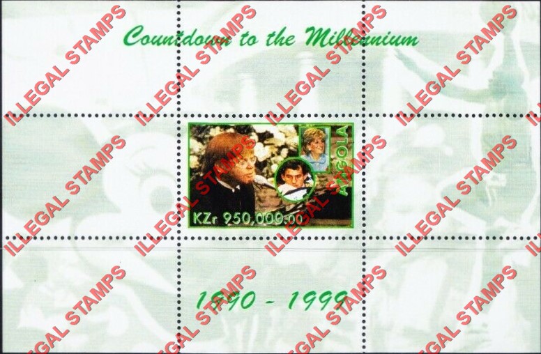 Angola 1999 Countdown to the Millenium 1990-1999 Illegal Stamp Souvenir Sheet of 1 Angola 1999 Countdown to the Millenium 1990-1999 Illegal Stamp Souvenir Sheet of 1