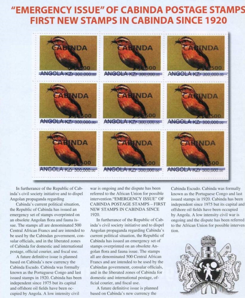 Angola 1999 Flora and Fauna Illegal stamp Overprinted Illegally Cabinda Angola 1999 Flora and Fauna Illegal stamp Overprinted Illegally Cabinda