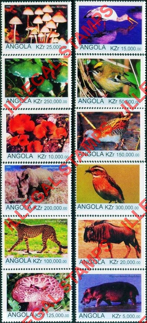 Angola 1999 Flora and Fauna Illegal Stamp Set of 12 Angola 1999 Flora and Fauna Illegal Stamp Set of 12