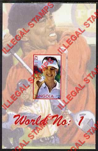 Angola 2000 Annika Sorenstam World No. 1 Illegal Stamp Souvenir Sheet of 1 Angola 2000 Annika Sorenstam World No. 1 Illegal Stamp Souvenir Sheet of 1