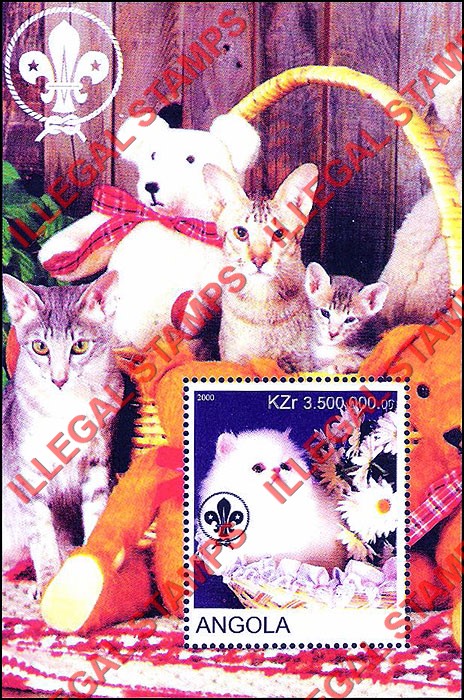 Angola 2000 Cats Illegal Stamp Souvenir Sheets of 1 (Sheet 3) Angola 2000 Cats Illegal Stamp Souvenir Sheets of 1 (Sheet 3)