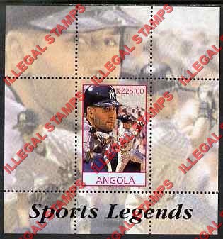 Angola 2000 Derek Jeter Baseball Illegal Stamp Souvenir Sheet of 1 Angola 2000 Derek Jeter Baseball Illegal Stamp Souvenir Sheet of 1