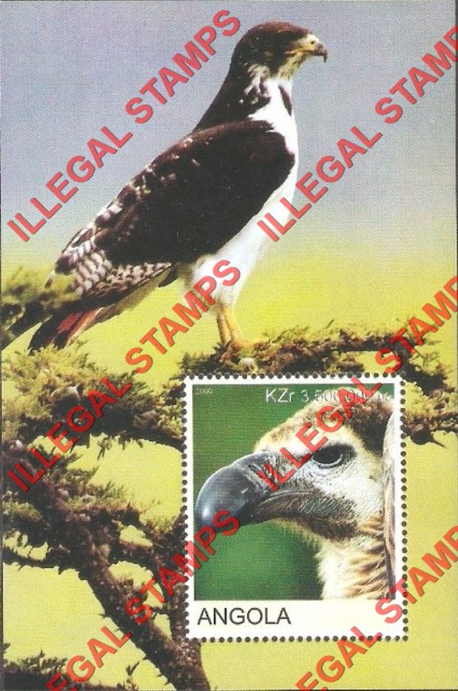 Angola 2000 Eagles Illegal Stamp Souvenir Sheet of 1 Angola 2000 Eagles Illegal Stamp Souvenir Sheet of 1
