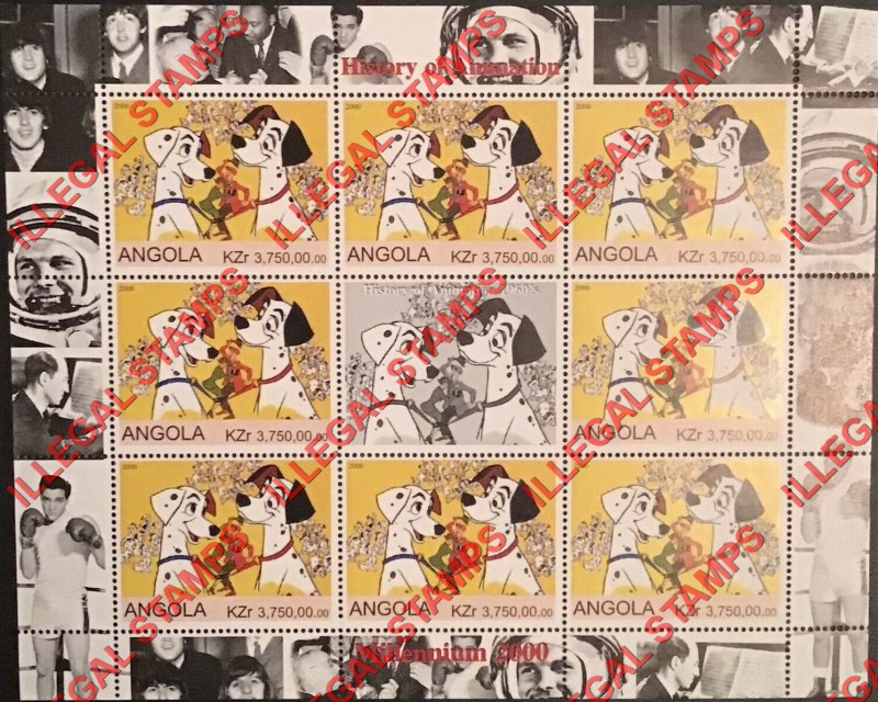 Angola 2000 History of Animation Illegal Stamp Souvenir Sheets of 9 (Sheet 2) Angola 2000 History of Animation Illegal Stamp Souvenir Sheets of 9 (Sheet 2)