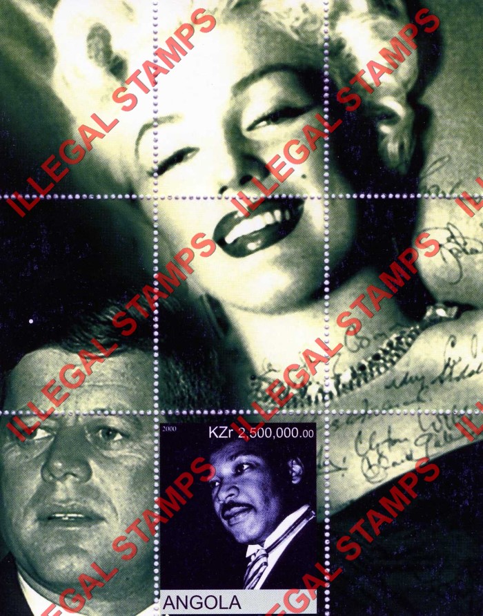 Angola 2000 Martin Luther King Jr. Illegal Stamp Souvenir Sheet of 1 Angola 2000 Martin Luther King Jr. Illegal Stamp Souvenir Sheet of 1