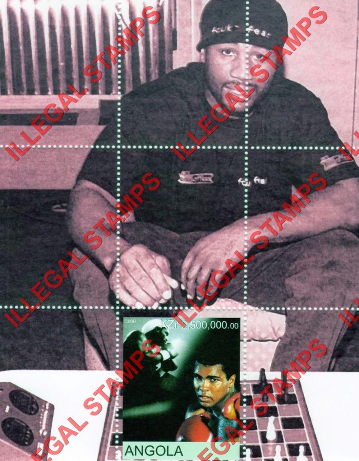 Angola 2000 Muhammad Ali and Lennox Lewis Illegal Stamp Souvenir Sheet of 1 Angola 2000 Muhammad Ali and Lennox Lewis Illegal Stamp Souvenir Sheet of 1