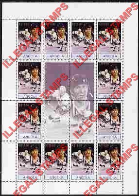 Angola 2000 Wayne Gretzky Hockey Illegal Stamp Souvenir Sheet of 12 Plus 4 Labels Angola 2000 Wayne Gretzky Hockey Illegal Stamp Souvenir Sheet of 12 Plus 4 Labels
