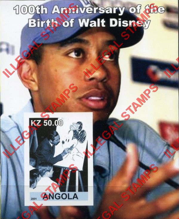 Angola 2001 Walt Disney Birth Anniversary Illegal Stamp Souvenir Sheets of 1 (Sheet 5) Angola 2001 Walt Disney Birth Anniversary Illegal Stamp Souvenir Sheets of 1 (Sheet 5)